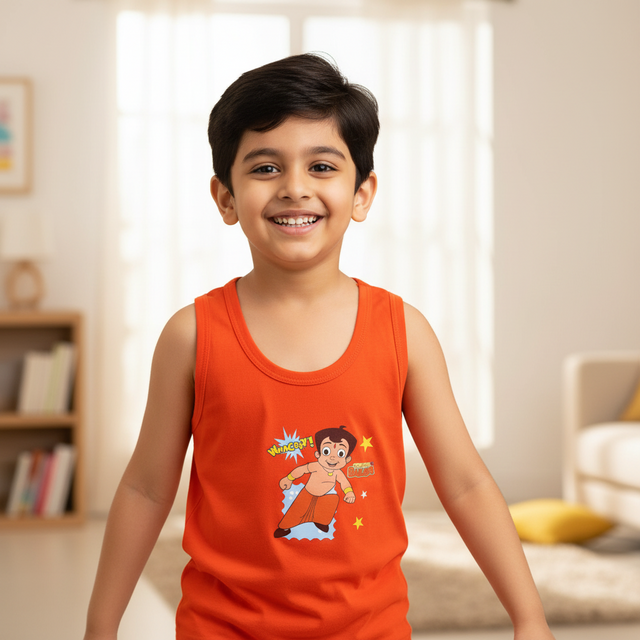 Boys Chotta Bheem Vest Round Neck Sleeveless Pack of 6 - Bodycare