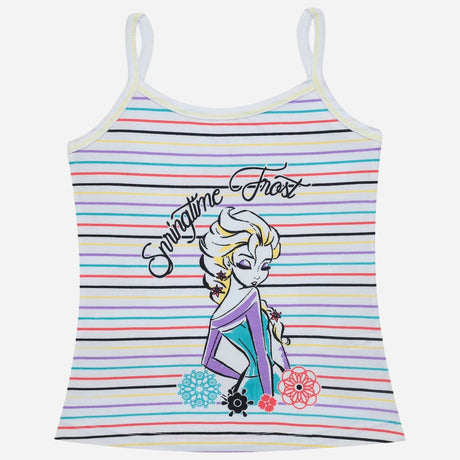 Bodycare Frozen Girls Cotton Vest Dori Neck Sleeveless Solid Pack Of 3