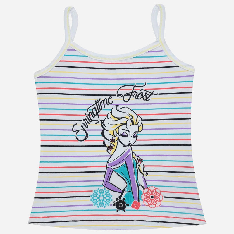 Bodycare Frozen Girls Cotton Vest Dori Neck Sleeveless Solid Pack Of 3