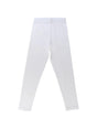 White kids thermal leggings with elastic waistband, full length, plain design on white background