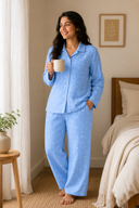 Women Printed Muslin Night Suit Set with Soft Top and Pyjama for Sleepwear, Lounge Wear and Nightwear Comfort
