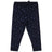 Navy blue kids leggings with light blue star pattern and elastic waistband