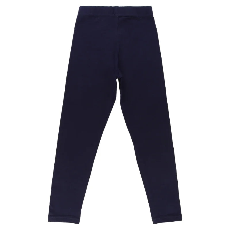 Navy blue kids thermal leggings displayed on white background