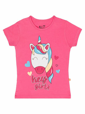 Girls Cotton T-Shirt Round Neck Half Sleeves Pack of 1 - Bodycare