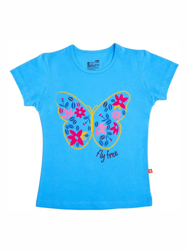 Girls 100% Cotton T-Shirt Round Neck Half Sleeves - Bodycare