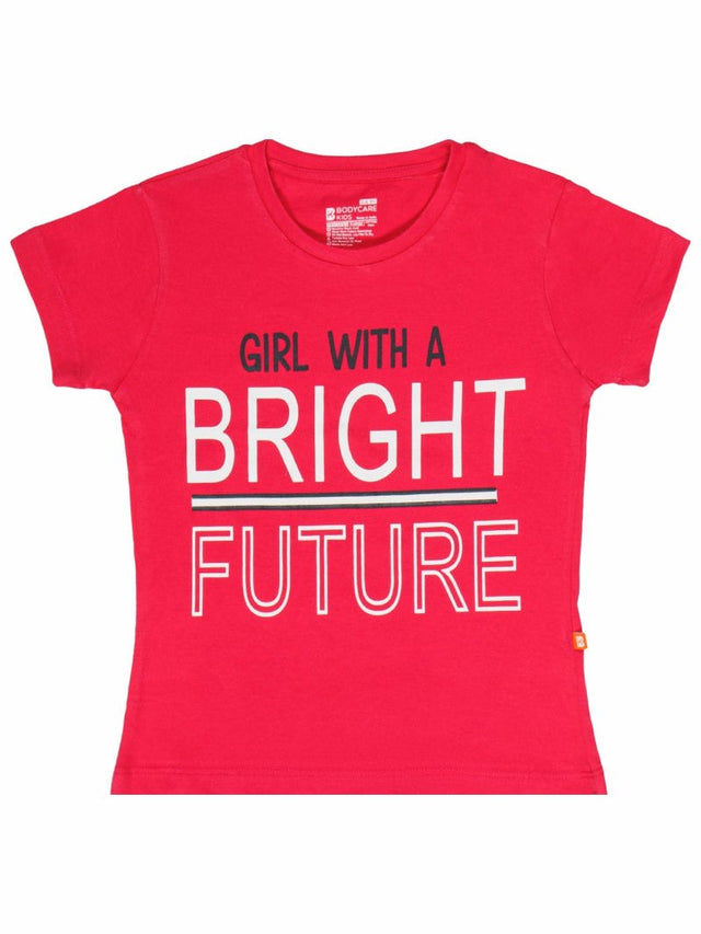 Girls Cotton T-Shirt Round Neck Half Sleeves Pack of 1 - Bodycare