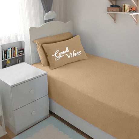 Single Cotton Fitted Bedsheet Solid Arabic Blue
