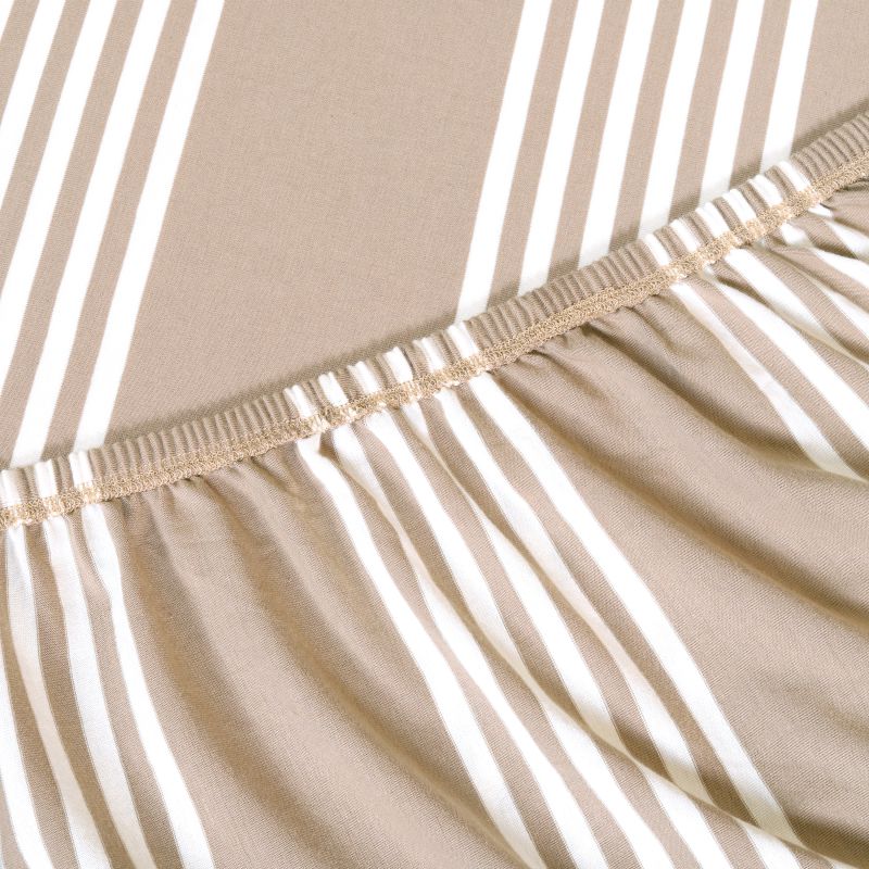 King Size Cotton Fitted Bedsheet Striped Beige - Bodycare