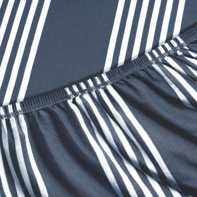 King Size Cotton Fitted Bedsheet Striped Navy - Bodycare