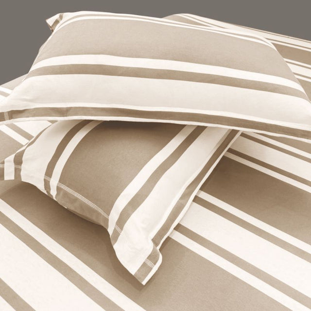 King Size Hosiery Fitted Bedsheet Striped Beige - Bodycare