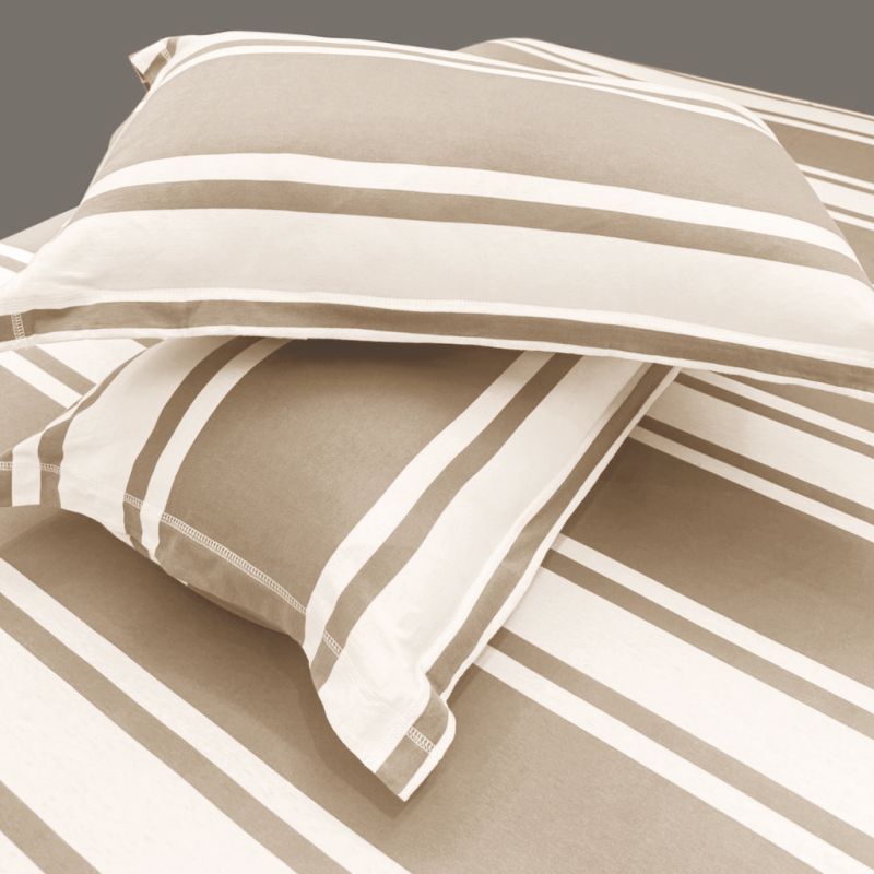 King Size Hosiery Fitted Bedsheet Striped Beige - Bodycare