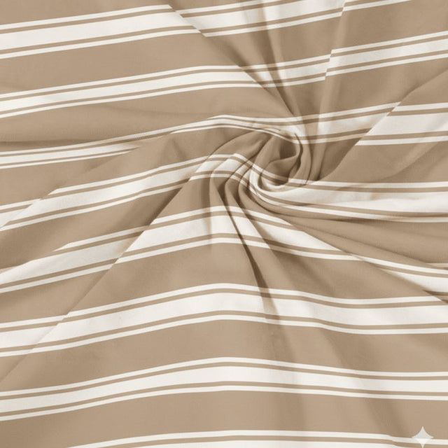 King Size Hosiery Fitted Bedsheet Striped Beige - Bodycare