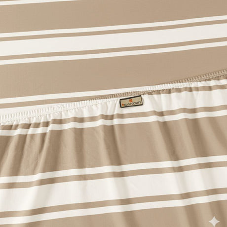 King Size Hosiery Fitted Bedsheet Striped Beige