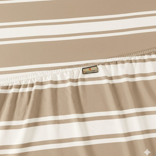 King Size Hosiery Fitted Bedsheet Striped Beige - Bodycare