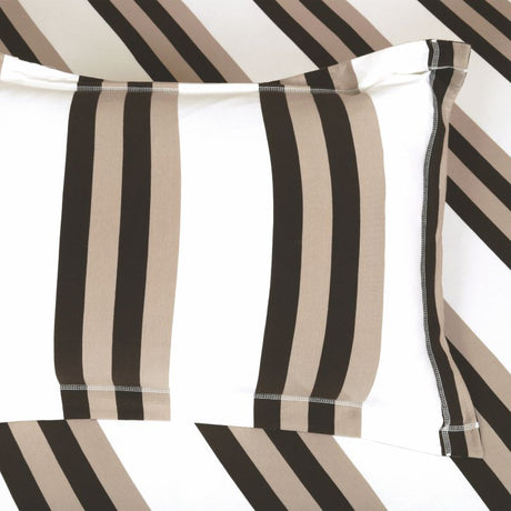 King Size Cotton Fitted Bedsheet Beige Striped