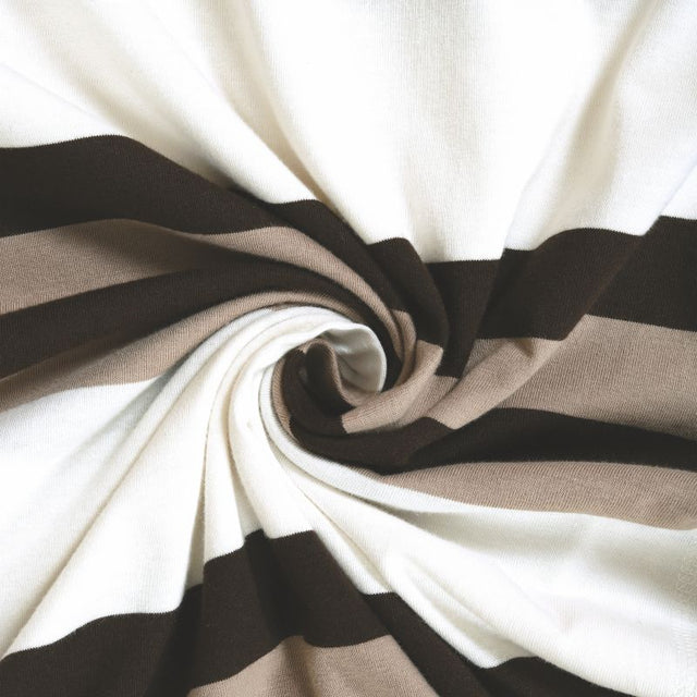 King Size Cotton Fitted Bedsheet Beige Striped - Bodycare