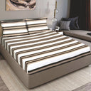 Bodycomfy 100% Cotton Hosiery King Size Fitted Bedsheet – Striped Design Beige