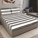 Bodycomfy 100% Cotton Hosiery King Size Fitted Bedsheet – Striped Design Grey