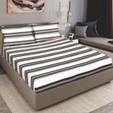 Bodycomfy 100% Cotton Hosiery King Size Fitted Bedsheet – Striped Design Grey