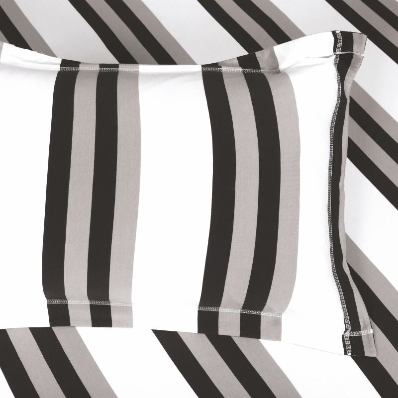 King Size Cotton Fitted Bedsheet Grey Striped - Bodycare