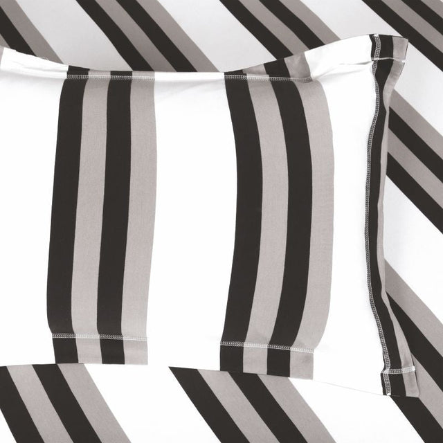 King Size Cotton Fitted Bedsheet Grey Striped - Bodycare