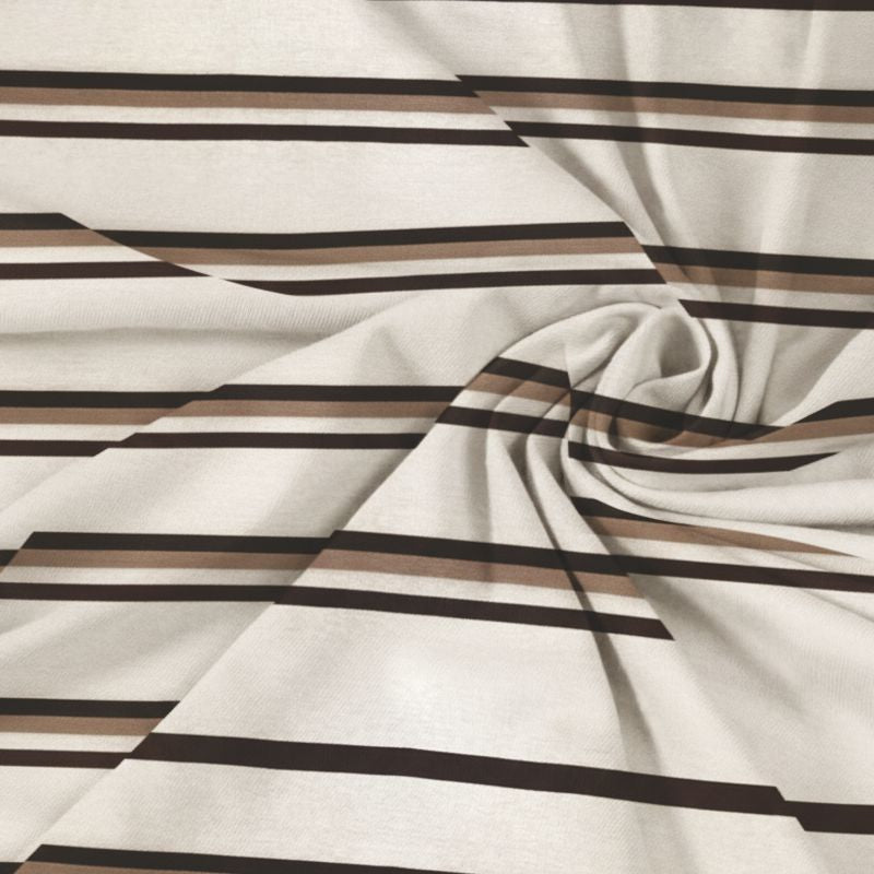 King Size Cotton Fitted Bedsheet Striped Off White
