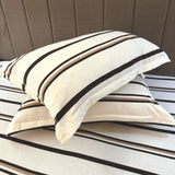King Size Cotton Fitted Bedsheet Striped Off White