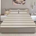 King Size Cotton Fitted Bedsheet Striped Off White