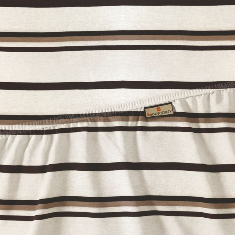 King Size Cotton Fitted Bedsheet Striped Off White