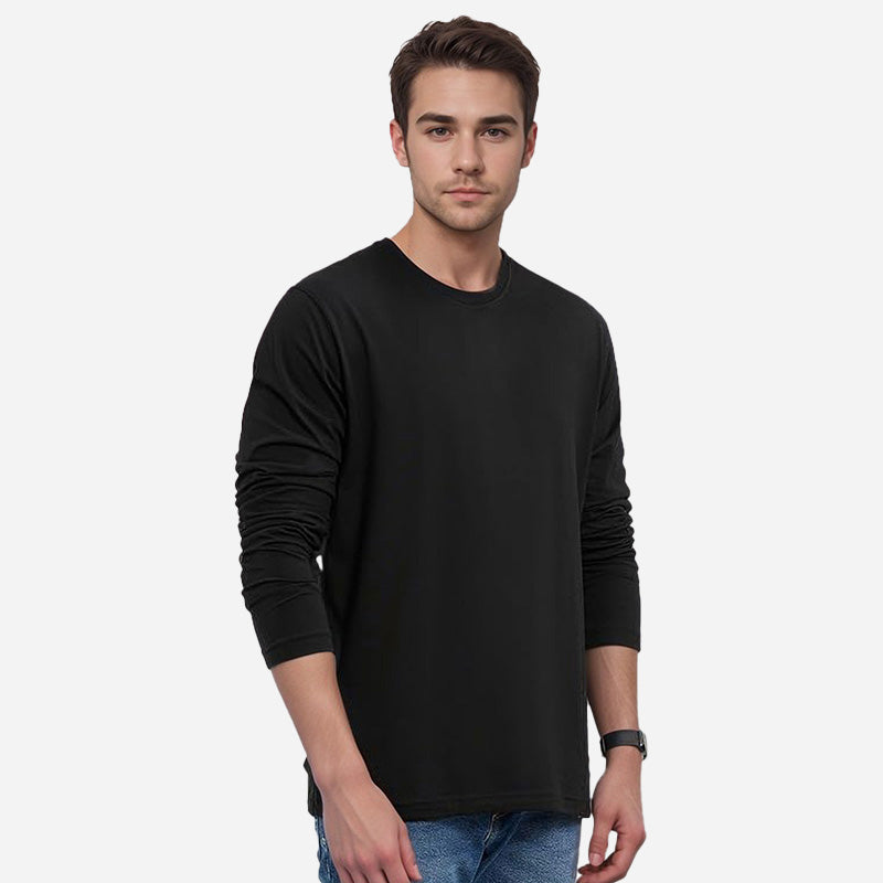 TESON by Bodycare Solid Mens Tshirt Round Neck Full Sleeves - Black