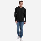 TESON by Bodycare Solid Mens Tshirt Round Neck Full Sleeves - Black