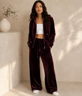 BodyComfy Women’s Velour Hooded Zip-Up Co-Ord Set with Kangaroo Pockets & Wide-Leg Bottoms
