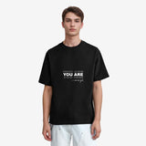 TESON by Bodycare Men's 100% Cotton Oversized Baggy Fit Drop Shoulder Half Sleeve Solid Round Neck T-Shirt White