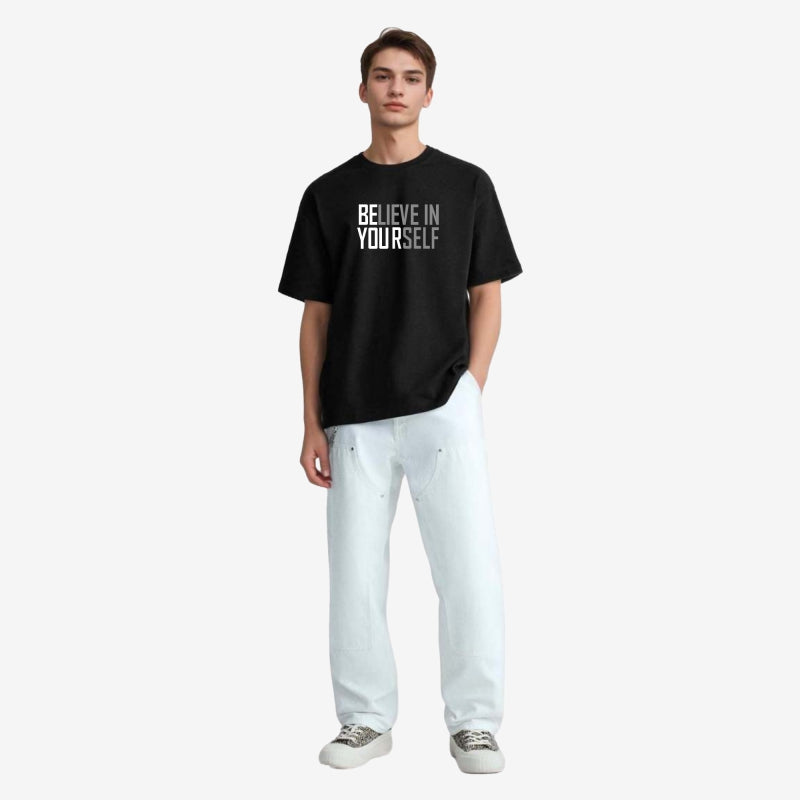 TESON by Bodycare Men's 100% Cotton Oversized Baggy Fit Drop Shoulder Half Sleeve Solid Round Neck T-Shirt