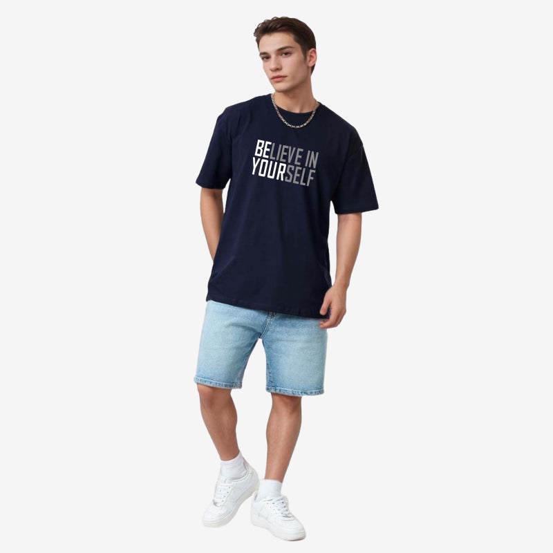 TESON by Bodycare Men's 100% Cotton Oversized Baggy Fit Drop Shoulder Half Sleeve Solid Round Neck T-Shirt