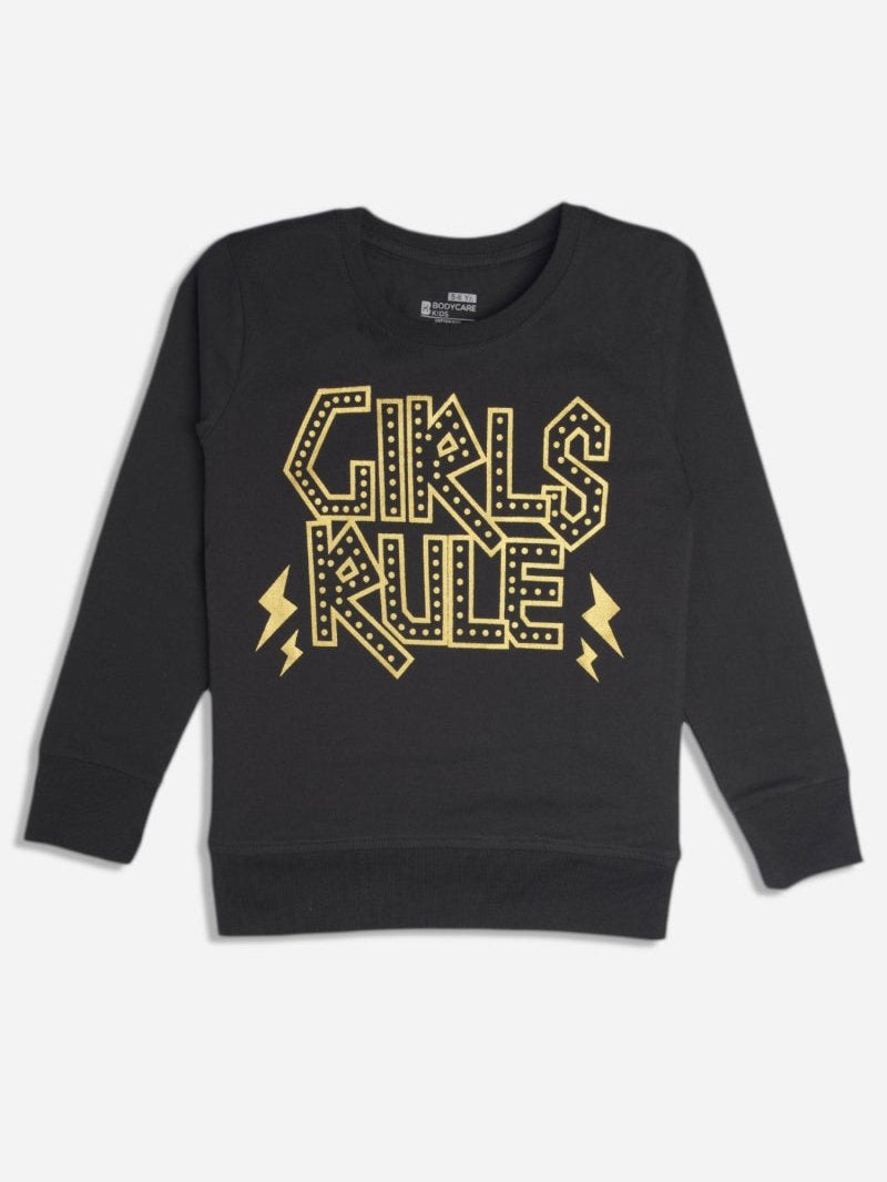 Bodycare Girls Tshirts Round Neck Black