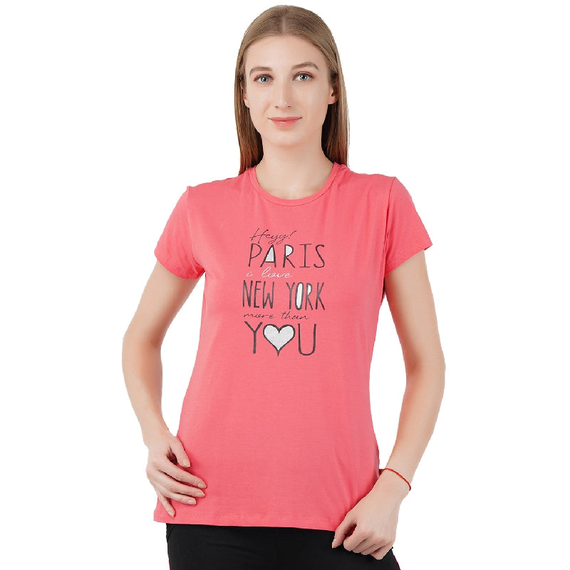 Proteens Women Tshirt Round Neck Half Sleeves Solid
