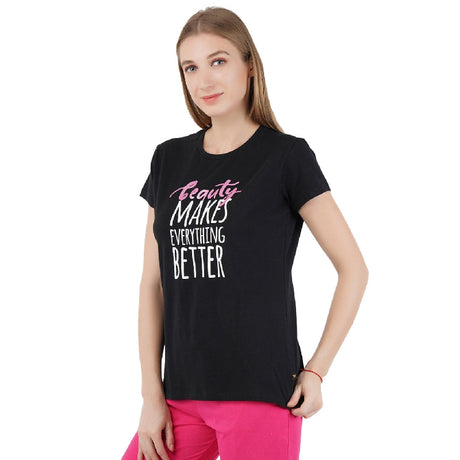 Proteens Women Tshirt Round Neck Half Sleeves Solid