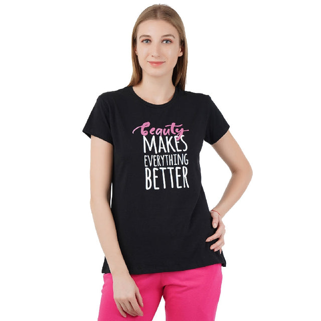 Women T-Shirt Round Neck Half Sleeves - Bodycare