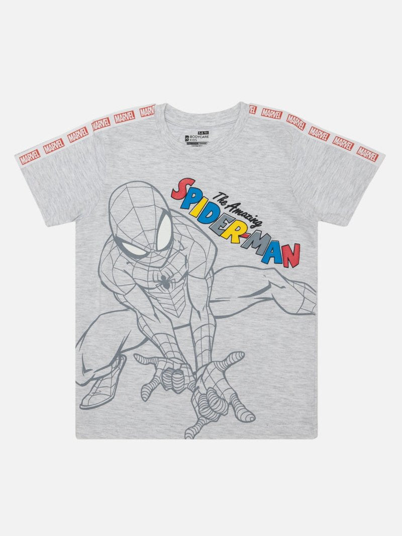Bodycare Spiderman Boys Tshirt Solid - Melange Acru