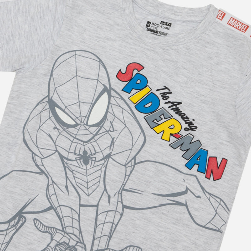 Boys Spiderman 100% Cotton Half Sleeve T-Shirt with Round Neck and Graphic Print for Comfortable Casual Wear