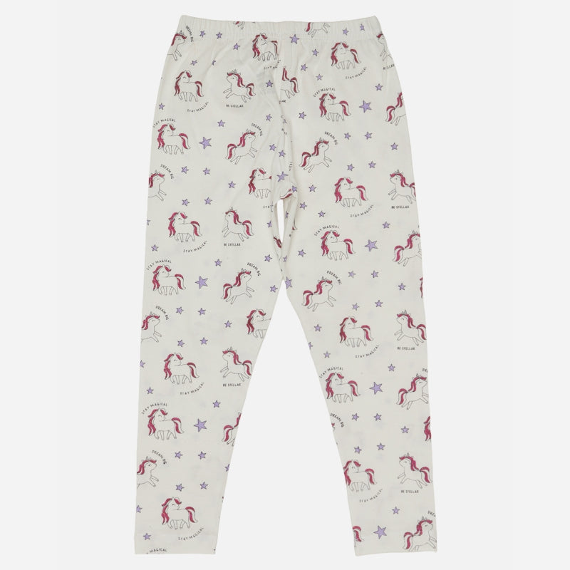 Girls 100% Cotton Full Sleeve Night Suit with Round Neck, Pockets and Top-Bottom Set for Comfortable Sleepwear