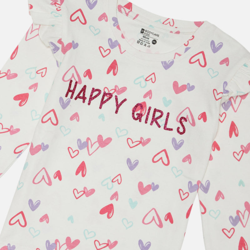 Girls Interlock Full Sleeves T-Shirt with Regular Fit for Everyday Casual Wear, Easy Styling and Lounge Comfort