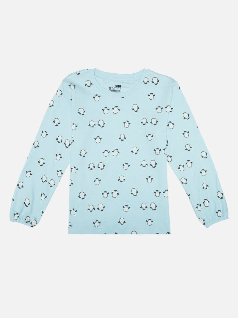 Girls Cotton Interlock Printed Full Sleeve T-Shirt with Regular Fit for Casual Wear and Everyday Comfort - Pack of 1