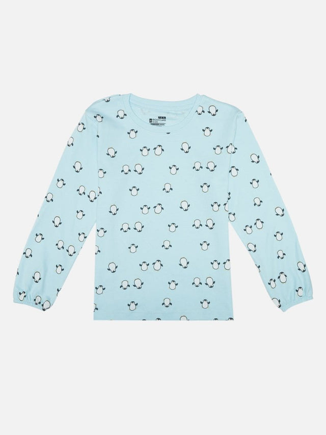 Girls Cotton Interlock Printed Full Sleeve T-Shirt with Regular Fit for Casual Wear and Everyday Comfort - Pack of 1