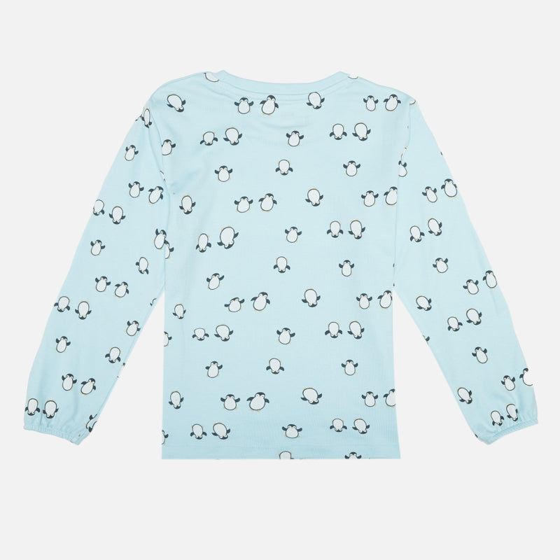 Girls Cotton Interlock Printed Full Sleeve T-Shirt with Regular Fit for Casual Wear and Everyday Comfort - Pack of 1