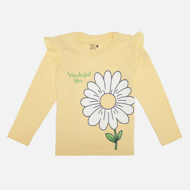 Girls 100% Cotton Printed Full Sleeve T-Shirt with Regular Fit for Casual Wear, Everyday Comfort and Easy Styling - Pack of 1
