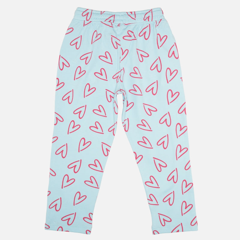 Girls Interlock Track Pant with Printed Regular Fit for Casual Wear, Lounge Comfort and Easy Movement