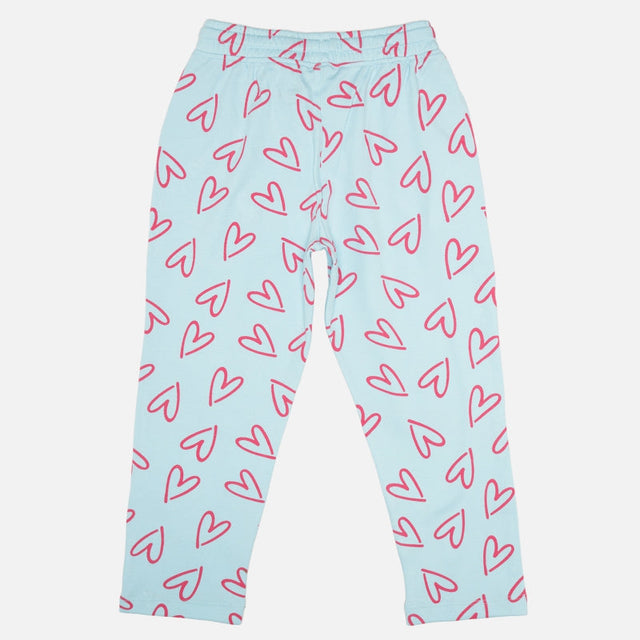 Girls Interlock Track Pant with Printed Regular Fit for Casual Wear, Lounge Comfort and Easy Movement