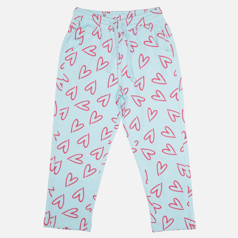 Girls Interlock Track Pant with Printed Regular Fit for Casual Wear, Lounge Comfort and Easy Movement